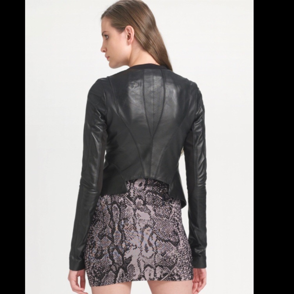 BCBG Leather Perforated Jacket sz s